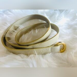 🇨🇦 Brave Leather- Beige Leather Slide Belt with double gold buckle loops
